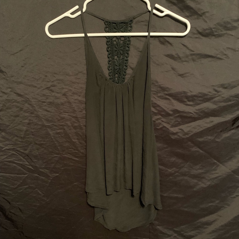Black silk flowy tank